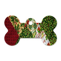 Christmas Quilt Background Dog Tag Bone (one Side) by Nexatart