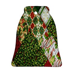 Christmas Quilt Background Bell Ornament (two Sides) by Nexatart