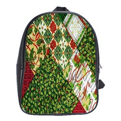 Christmas Quilt Background School Bags (xl)  by Nexatart