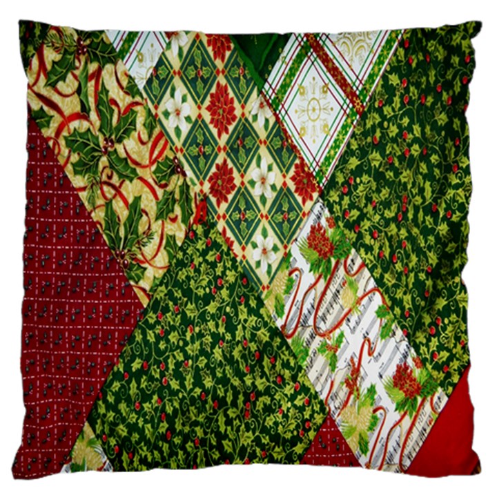 Christmas Quilt Background Large Flano Cushion Case (One Side)