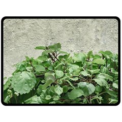 Plants Against Concrete Wall Background Double Sided Fleece Blanket (large)  by dflcprints