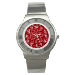 Fractal Art Elegant Red Stainless Steel Watch by Nexatart