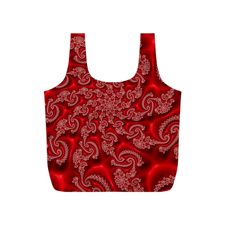 Fractal Art Elegant Red Full Print Recycle Bags (S) 