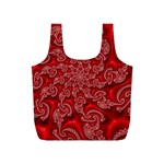 Fractal Art Elegant Red Full Print Recycle Bags (S)  Back