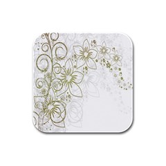 Flowers Background Leaf Leaves Rubber Square Coaster (4 Pack)  by Nexatart