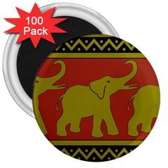 Elephant Pattern 3  Magnets (100 Pack) by Nexatart