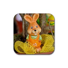 Easter Hare Easter Bunny Rubber Coaster (Square) 