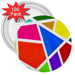 Geometric Blocks 3  Buttons (100 Pack)  by Nexatart
