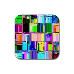 Glitch Art Abstract Rubber Coaster (square)  by Nexatart