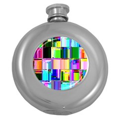 Glitch Art Abstract Round Hip Flask (5 Oz) by Nexatart