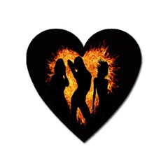 Heart Love Flame Girl Sexy Pose Heart Magnet by Nexatart