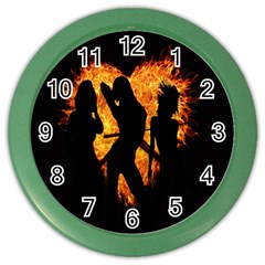 Heart Love Flame Girl Sexy Pose Color Wall Clocks