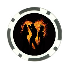 Heart Love Flame Girl Sexy Pose Poker Chip Card Guard