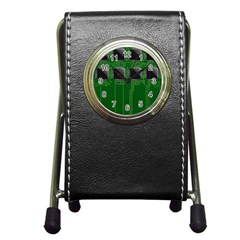 Green Circuit Board Pattern Pen Holder Desk Clocks by Nexatart