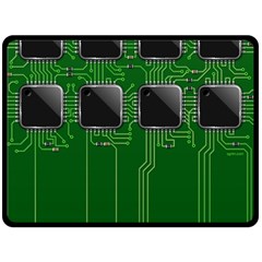 Green Circuit Board Pattern Fleece Blanket (large)  by Nexatart