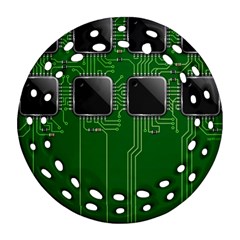 Green Circuit Board Pattern Ornament (round Filigree) by Nexatart