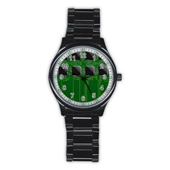 Green Circuit Board Pattern Stainless Steel Round Watch by Nexatart