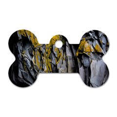 Grey Yellow Stone Dog Tag Bone (one Side) by Nexatart