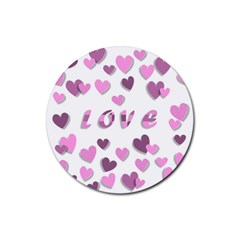 Love Valentine S Day 3d Fabric Rubber Round Coaster (4 Pack)  by Nexatart