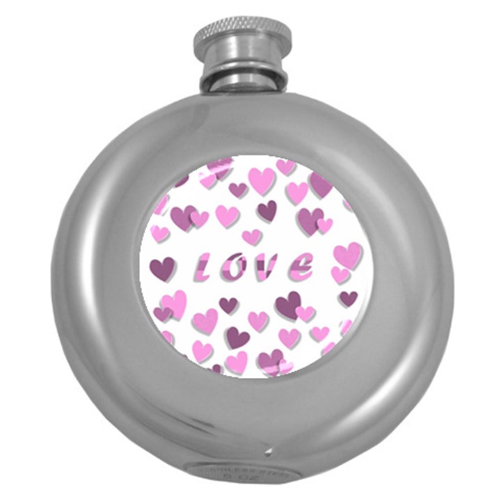 Love Valentine S Day 3d Fabric Round Hip Flask (5 oz)