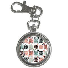 Mint Black Coral Heart Paisley Key Chain Watches by Nexatart