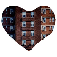 New York Building Windows Manhattan Large 19  Premium Heart Shape Cushions by Nexatart