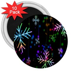 Nowflakes Snow Winter Christmas 3  Magnets (10 Pack)  by Nexatart