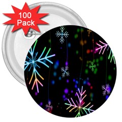 Nowflakes Snow Winter Christmas 3  Buttons (100 pack) 