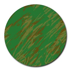 Brown Green Texture                                                  			round Mousepad by LalyLauraFLM