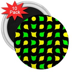 Yellow Green Shapes                                                     			3  Magnet (10 Pack) by LalyLauraFLM