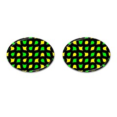 Yellow Green Shapes                                                     			cufflinks (oval) by LalyLauraFLM