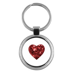 Floral Heart Shape Ornament Key Chains (round)  by dflcprints