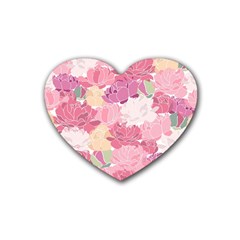 Peonies Flower Floral Roes Pink Flowering Heart Coaster (4 pack) 