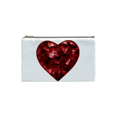 Floral Heart Shape Ornament Cosmetic Bag (small)  by dflcprints