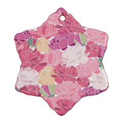 Peonies Flower Floral Roes Pink Flowering Ornament (Snowflake)