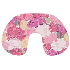 Peonies Flower Floral Roes Pink Flowering Travel Neck Pillows