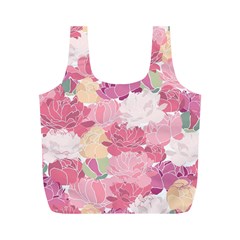 Peonies Flower Floral Roes Pink Flowering Full Print Recycle Bags (M) 