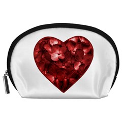 Floral Heart Shape Ornament Accessory Pouches (large)  by dflcprints