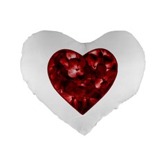 Floral Heart Shape Ornament Standard 16  Premium Flano Heart Shape Cushions