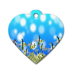 Pisces Underwater World Fairy Tale Dog Tag Heart (one Side) by Nexatart
