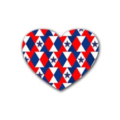 Patriotic Red White Blue 3d Stars Heart Coaster (4 Pack)  by Nexatart