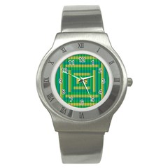Pattern Grid Squares Texture Stainless Steel Watch by Nexatart