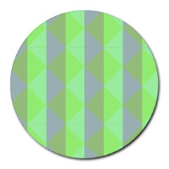 Squares Triangel Green Yellow Blue Round Mousepads