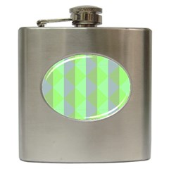 Squares Triangel Green Yellow Blue Hip Flask (6 oz)