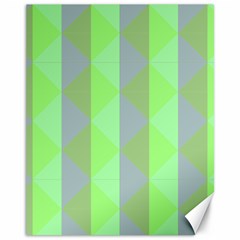 Squares Triangel Green Yellow Blue Canvas 11  x 14  