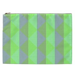 Squares Triangel Green Yellow Blue Cosmetic Bag (XXL) 