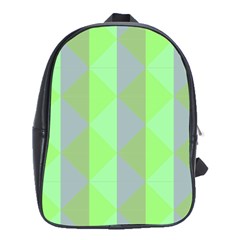 Squares Triangel Green Yellow Blue School Bags (XL) 