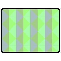 Squares Triangel Green Yellow Blue Double Sided Fleece Blanket (Large) 