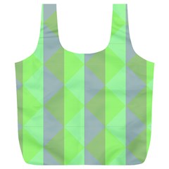 Squares Triangel Green Yellow Blue Full Print Recycle Bags (L) 