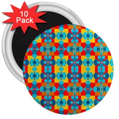 Pop Art Abstract Design Pattern 3  Magnets (10 Pack) 